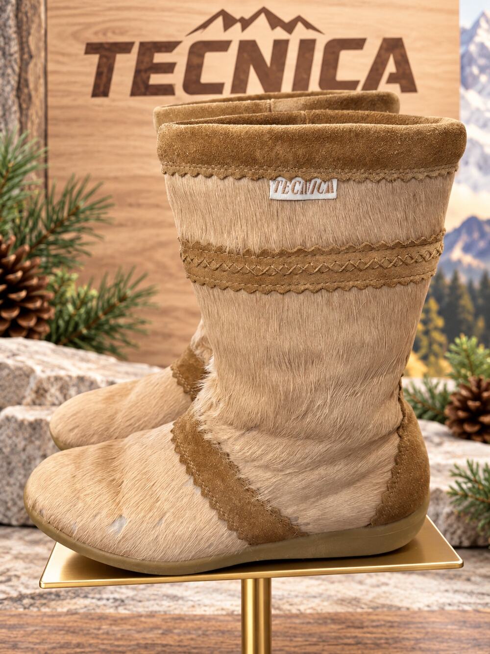 Vintage Tecnica Après-Ski Boots Tan Suede US 7 EU 37 Made in Italy